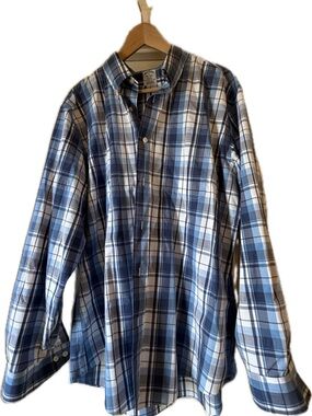 Brooks Brothers Blue and White Plaid Button-Down Shirt